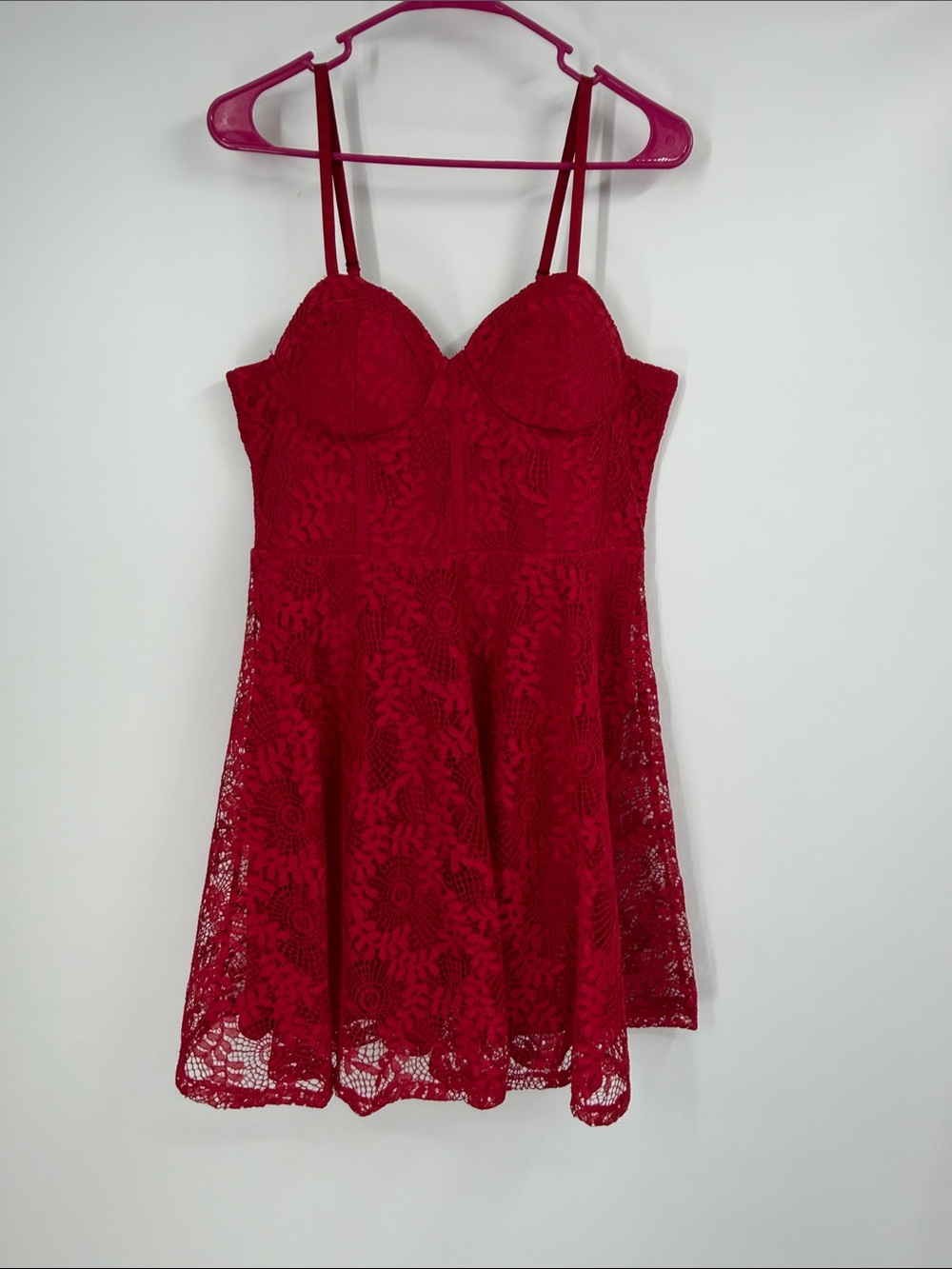 Revamped Red Lace Corset Mini Dress Size XL